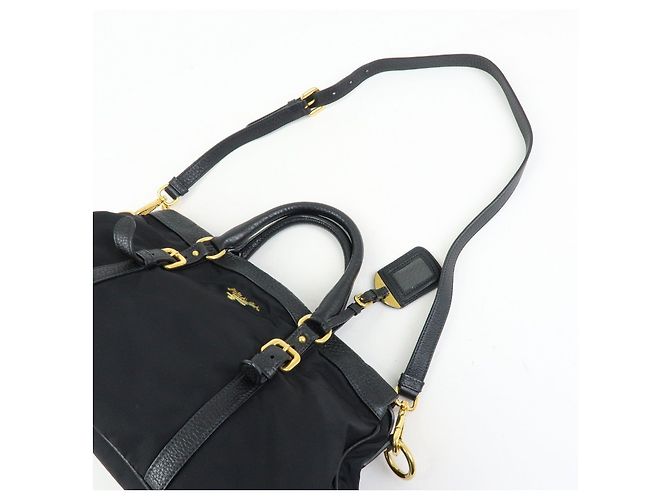 Borsa a spalla e a mano 2Way in nylon e pelle con logo PRADA Nera BN2032 - vista 6