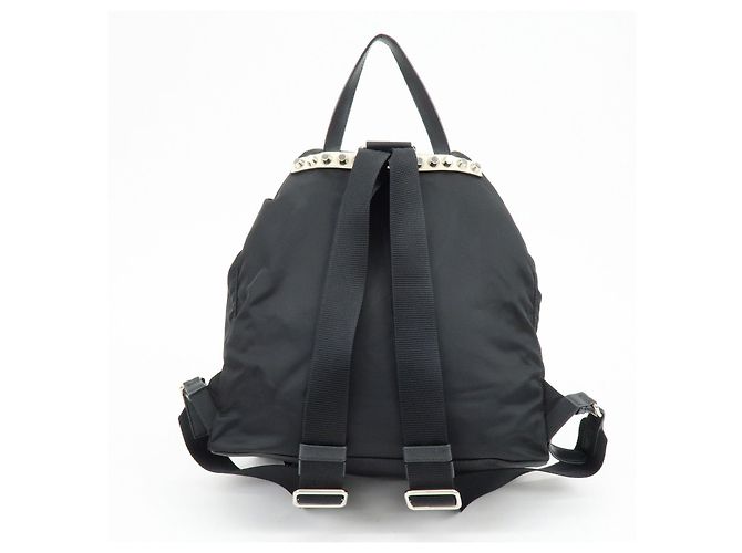 PRADA Triangle Logo Nylon Leather Backpack Studs Black Red1BZ811 - view 2