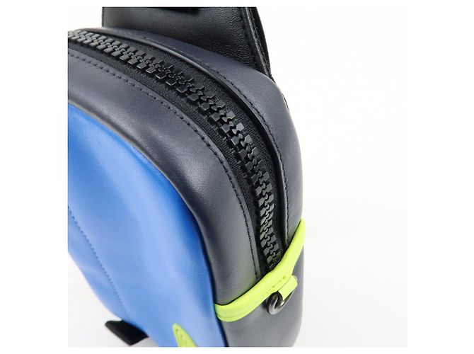 COACH Edge L-Pack Borsa a Vita in Pelle Borsa a Tracolla Blue Black - vista 12