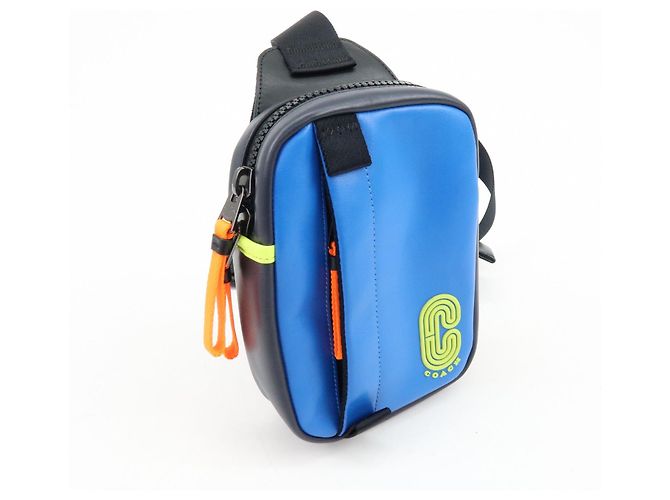 COACH Edge L-Pack Borsa a Vita in Pelle Borsa a Tracolla Blue Black - vista 4