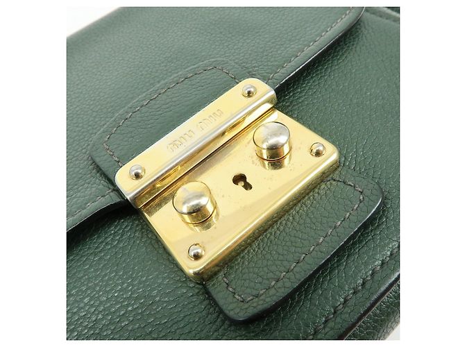 Borsa a tracolla Miu Miu in pelle Madras Verde Scuro RT0638 - vista 17
