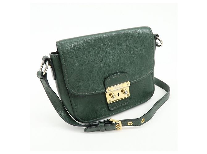 Borsa a tracolla Miu Miu in pelle Madras Verde Scuro RT0638 - vista 4