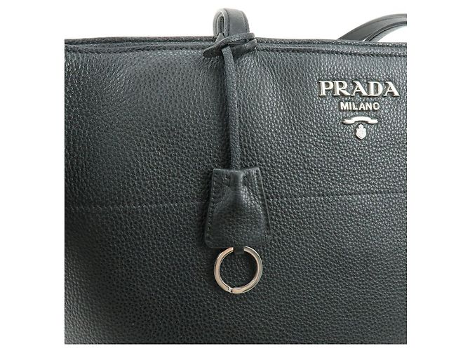 Borsa Tote e Borsa a Spalla PRADA in pelle di vitello con logo Nero - vista 15