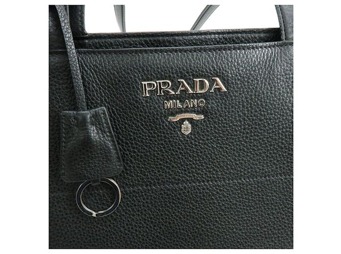Borsa Tote e Borsa a Spalla PRADA in pelle di vitello con logo Nero - vista 19