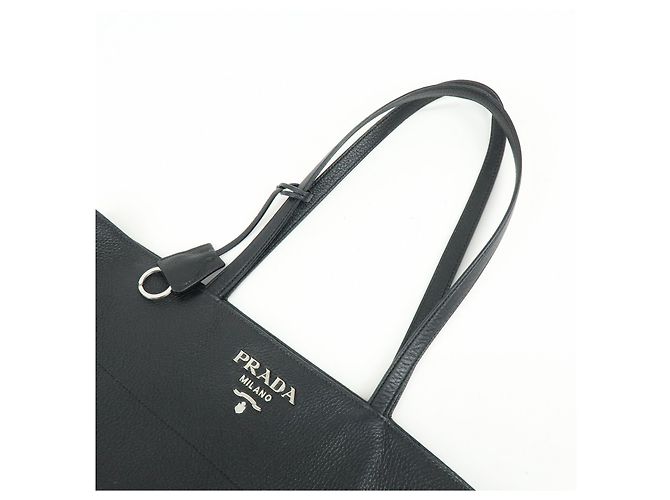 Borsa Tote e Borsa a Spalla PRADA in pelle di vitello con logo Nero - vista 6