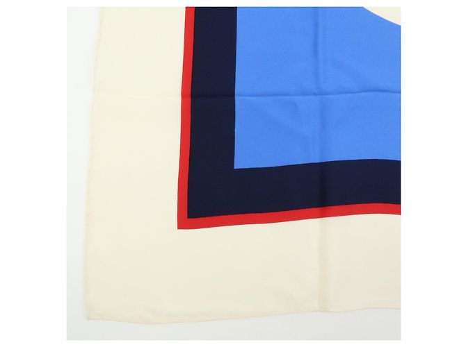Sciarpa CHANEL COCO Mark 100% seta blu bianco navy rosso - vista 5