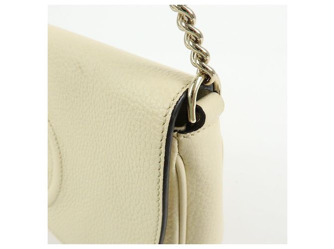Borsa a tracolla in pelle con catena GUCCI SOHO Interlocking G Bianca 536224 - vista 11
