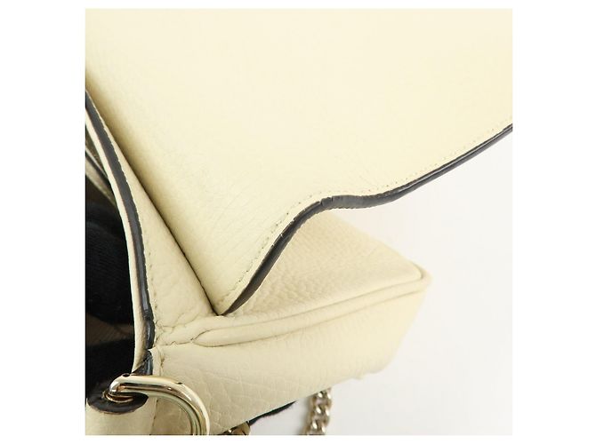 Borsa a tracolla in pelle con catena GUCCI SOHO Interlocking G Bianca 536224 - vista 18