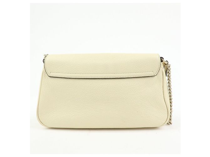 Borsa a tracolla in pelle con catena GUCCI SOHO Interlocking G Bianca 536224 - vista 2