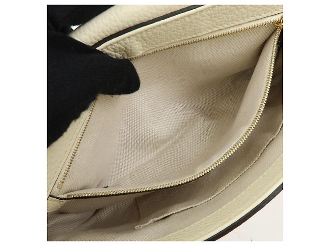 Borsa a tracolla in pelle con catena GUCCI SOHO Interlocking G Bianca 536224 - vista 20