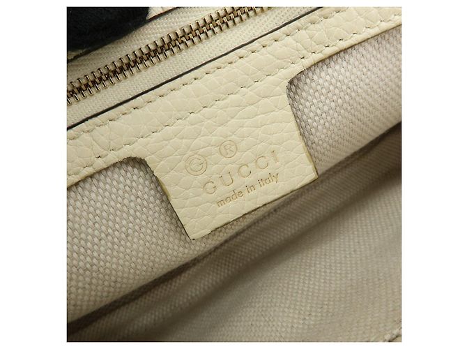 Borsa a tracolla in pelle con catena GUCCI SOHO Interlocking G Bianca 536224 - vista 21