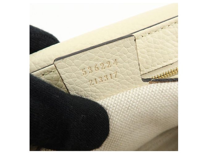 Borsa a tracolla in pelle con catena GUCCI SOHO Interlocking G Bianca 536224 - vista 22