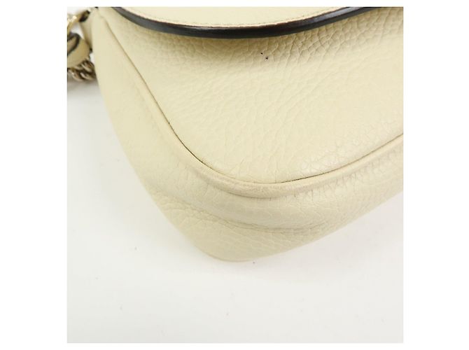 Borsa a tracolla in pelle con catena GUCCI SOHO Interlocking G Bianca 536224 - vista 7