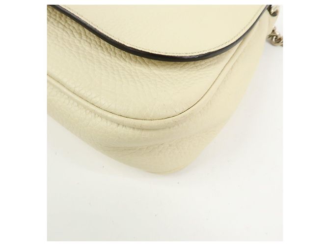 Borsa a tracolla in pelle con catena GUCCI SOHO Interlocking G Bianca 536224 - vista 8