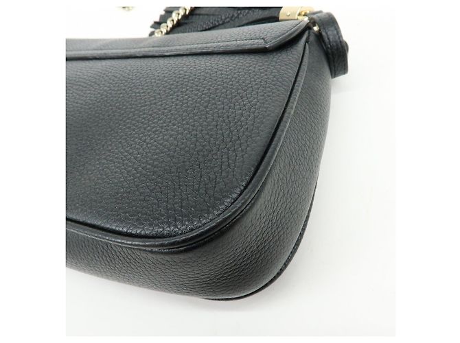 Borsa a spalla in pelle con catena GUCCI SOHO Interlocking G Nera 536224 - vista 11