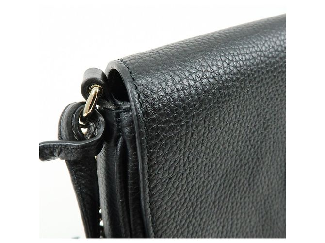 Borsa a spalla in pelle con catena GUCCI SOHO Interlocking G Nera 536224 - vista 13