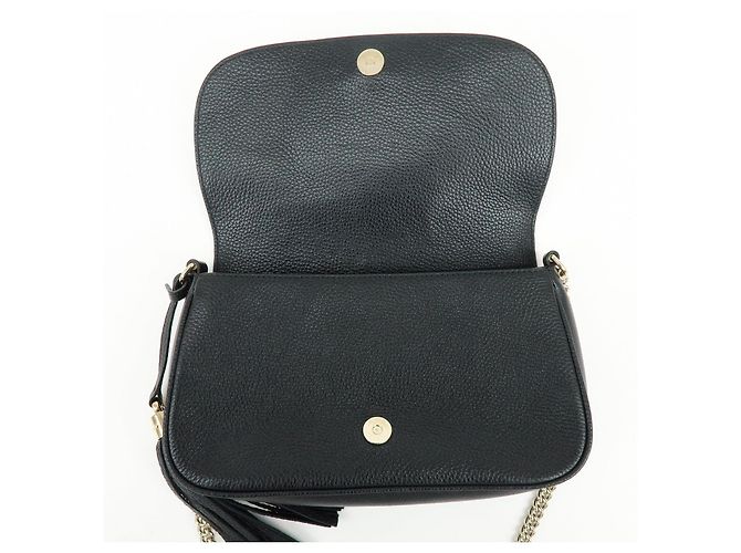Borsa a spalla in pelle con catena GUCCI SOHO Interlocking G Nera 536224 - vista 17
