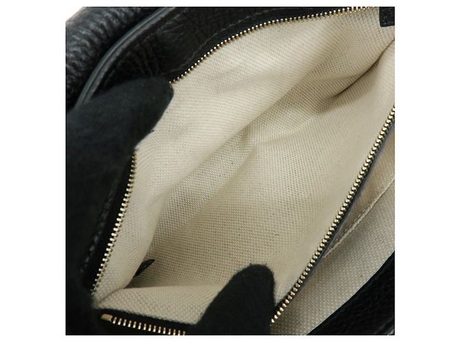 Borsa a spalla in pelle con catena GUCCI SOHO Interlocking G Nera 536224 - vista 19