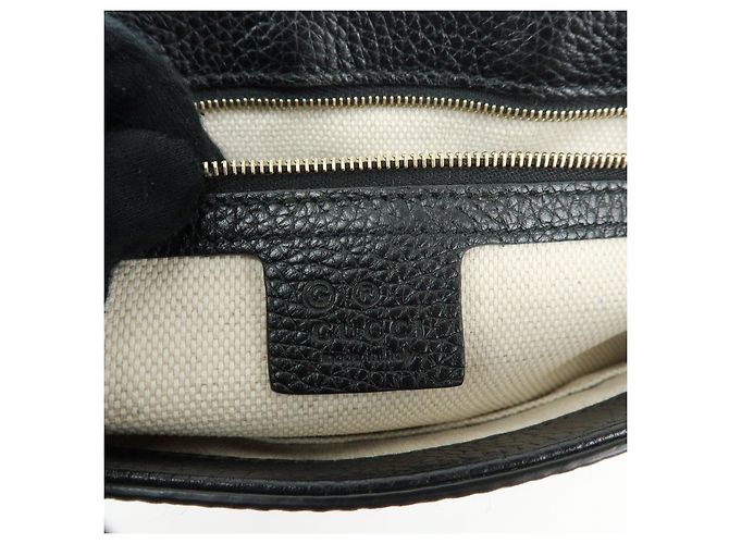 Borsa a spalla in pelle con catena GUCCI SOHO Interlocking G Nera 536224 - vista 20