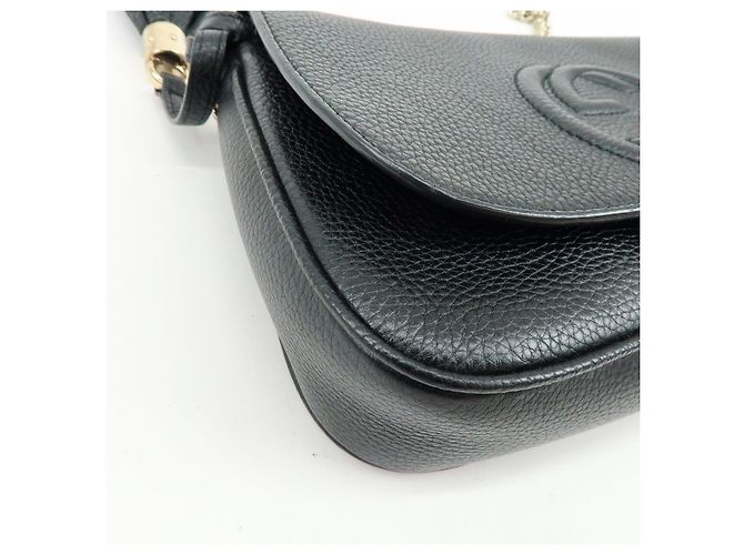 Borsa a spalla in pelle con catena GUCCI SOHO Interlocking G Nera 536224 - vista 9