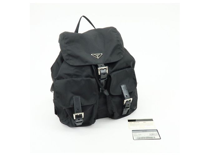 Zaino PRADA in nylon e pelle con logo Triangle Nero BZ2811 - vista 24