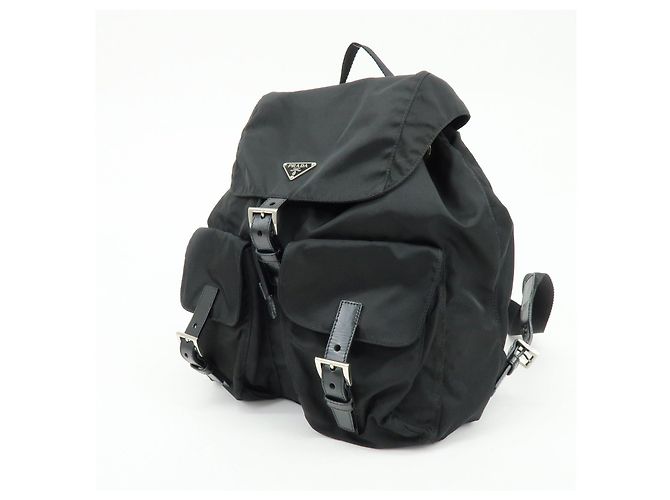 Zaino PRADA in nylon e pelle con logo Triangle Nero BZ2811 - vista 3