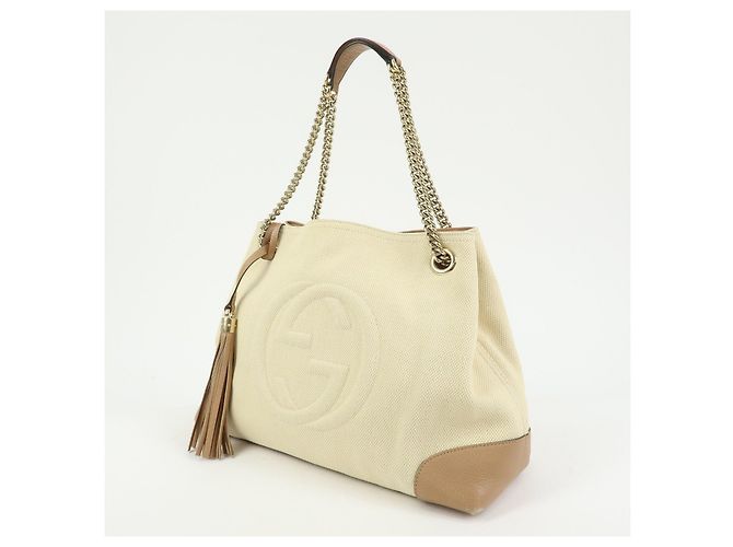 GUCCI SOHO Borsa a tracolla in tela e pelle con G intrecciate 308982 - vista 3