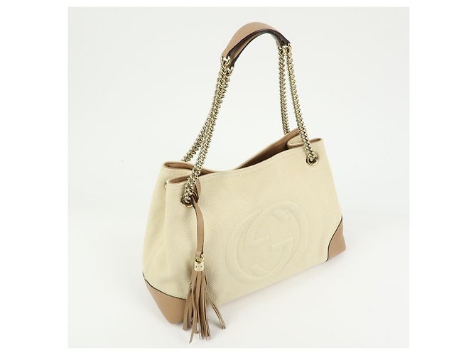 GUCCI SOHO Borsa a tracolla in tela e pelle con G intrecciate 308982 - vista 4