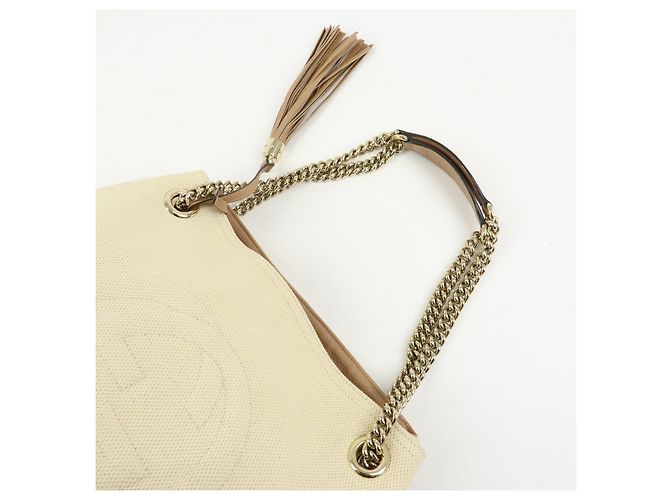 GUCCI SOHO Borsa a tracolla in tela e pelle con G intrecciate 308982 - vista 6