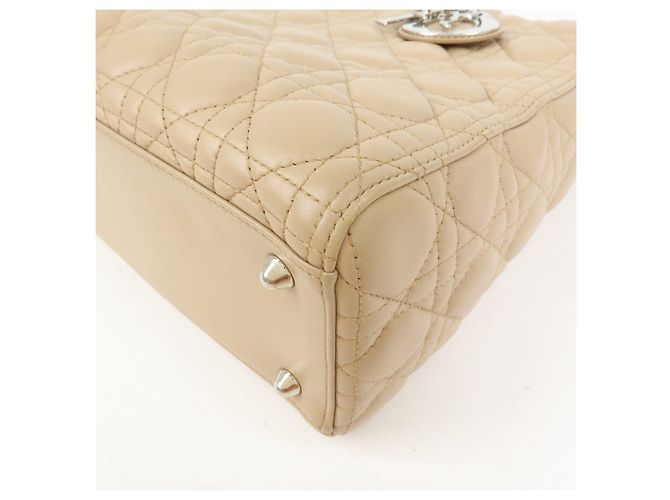 Christian Dior Cannage Lady Dior Borsa a Mano 2Way in Pelle Beige - vista 10
