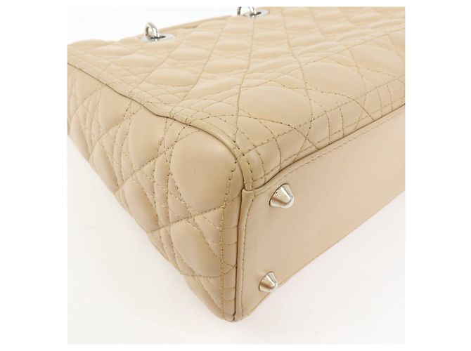 Christian Dior Cannage Lady Dior Borsa a Mano 2Way in Pelle Beige - vista 11