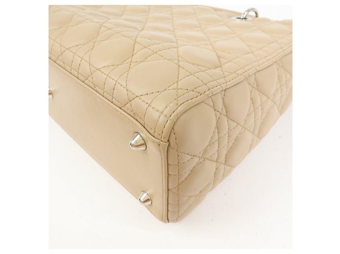 Christian Dior Cannage Lady Dior Borsa a Mano 2Way in Pelle Beige - vista 12