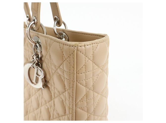 Christian Dior Cannage Lady Dior Borsa a Mano 2Way in Pelle Beige - vista 13