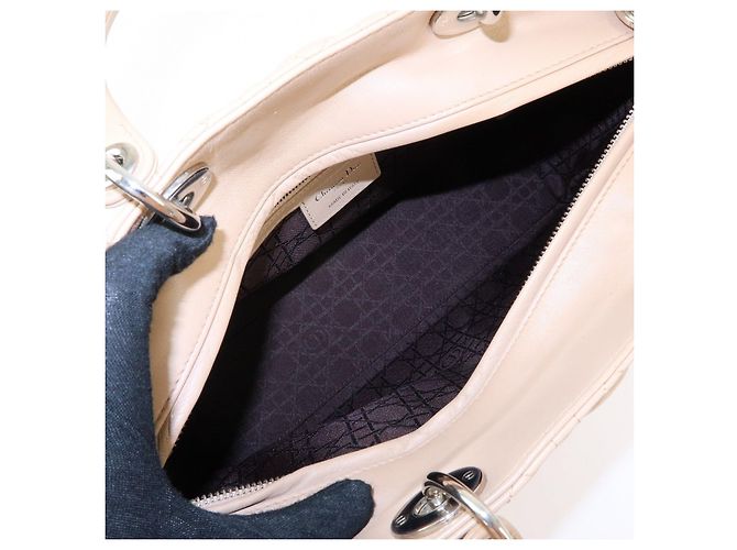 Christian Dior Cannage Lady Dior Borsa a Mano 2Way in Pelle Beige - vista 18
