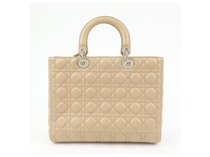 Christian Dior Cannage Lady Dior Borsa a Mano 2Way in Pelle Beige - vista 2
