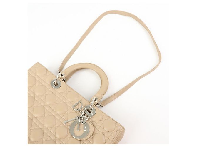 Christian Dior Cannage Lady Dior Borsa a Mano 2Way in Pelle Beige - vista 6
