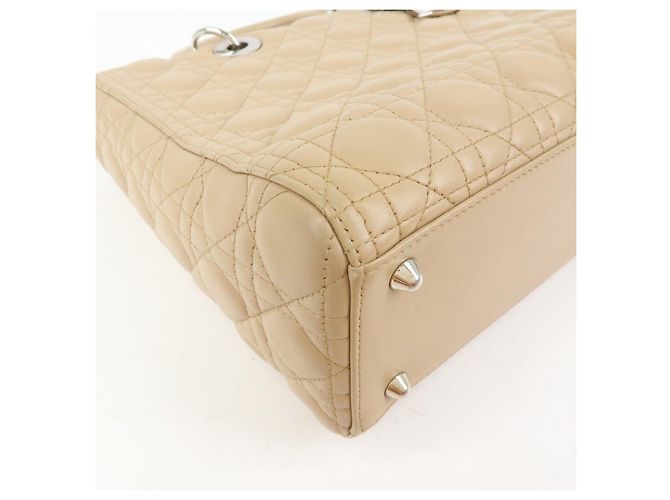 Christian Dior Cannage Lady Dior Borsa a Mano 2Way in Pelle Beige - vista 9