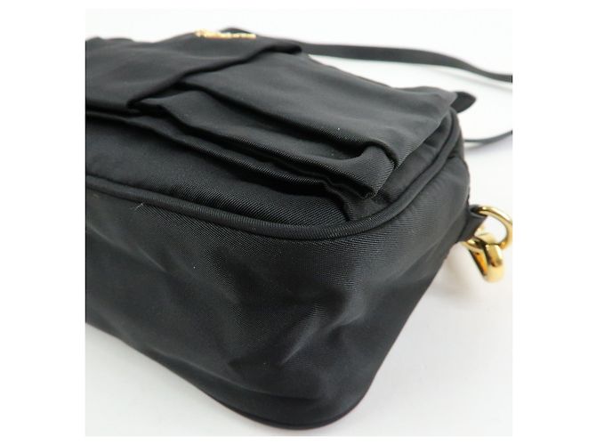 PRADA Mini Borsa a Tracolla in Nylon e Pelle Nero - vista 11