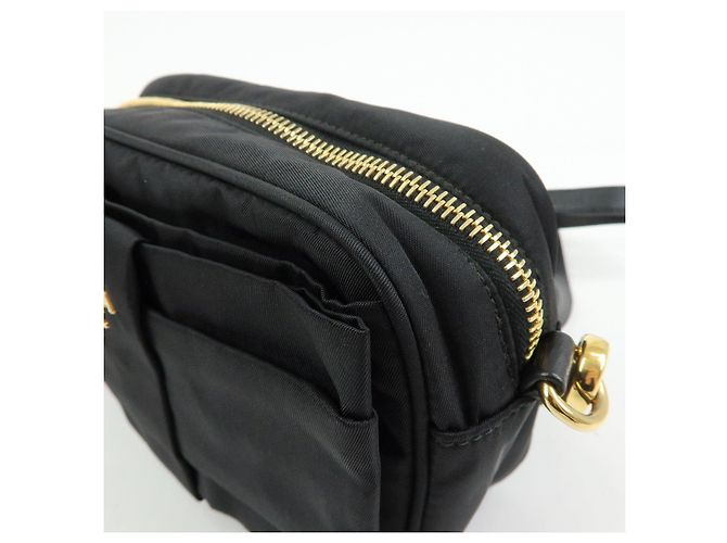 PRADA Mini Borsa a Tracolla in Nylon e Pelle Nero - vista 14