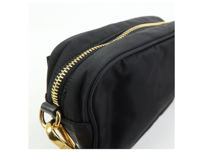 PRADA Mini Borsa a Tracolla in Nylon e Pelle Nero - vista 15