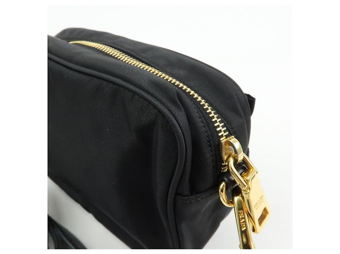 PRADA Mini Borsa a Tracolla in Nylon e Pelle Nero - vista 16