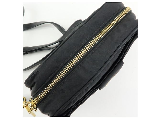 PRADA Mini Borsa a Tracolla in Nylon e Pelle Nero - vista 19