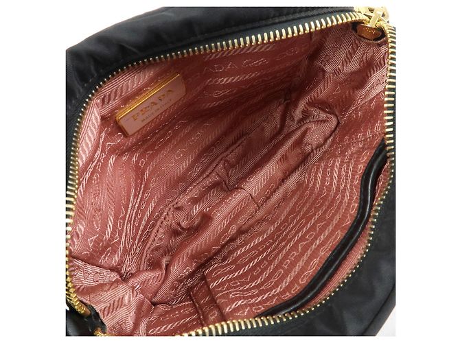 PRADA Mini Borsa a Tracolla in Nylon e Pelle Nero - vista 22