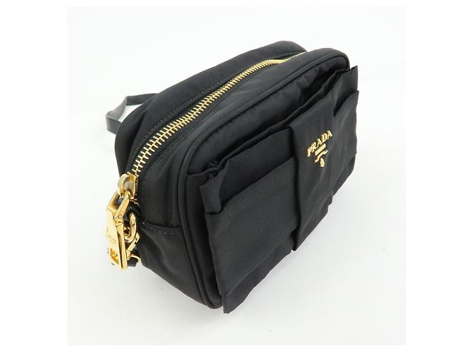 PRADA Mini Borsa a Tracolla in Nylon e Pelle Nero - vista 4
