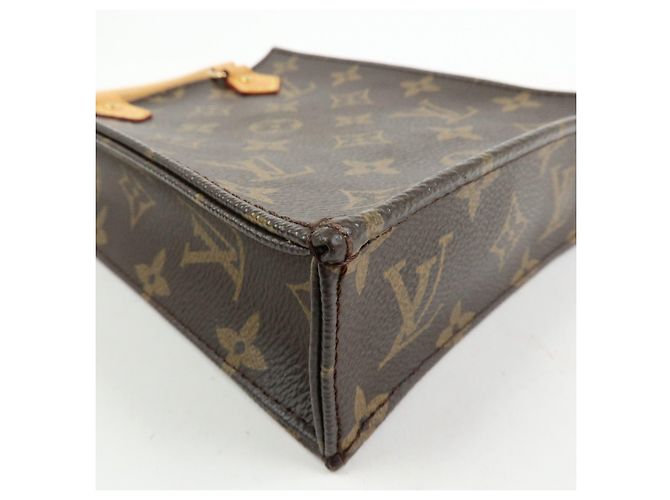 Louis Vuitton Monogram Petit Sac Plat Borsa a Tracolla 2Way Marrone M69442 - vista 11