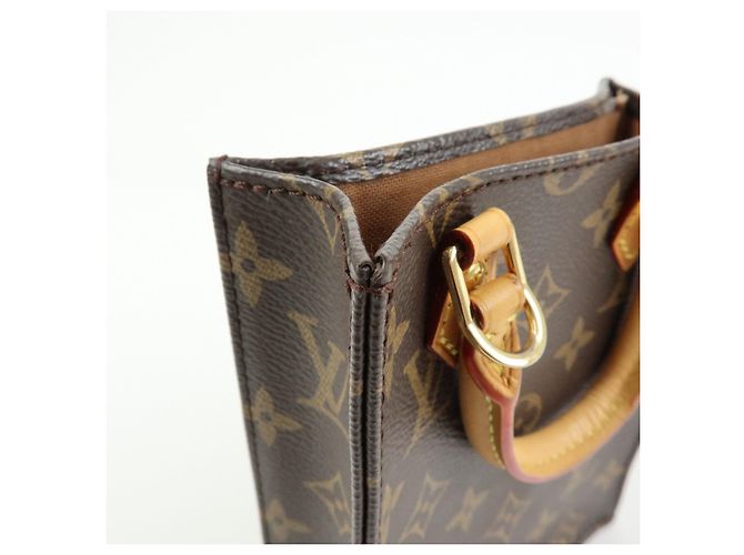 Louis Vuitton Monogram Petit Sac Plat Borsa a Tracolla 2Way Marrone M69442 - vista 14