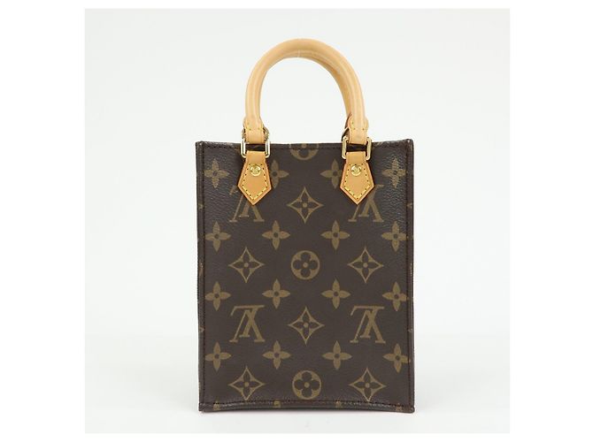Louis Vuitton Monogram Petit Sac Plat Borsa a Tracolla 2Way Marrone M69442 - vista 2