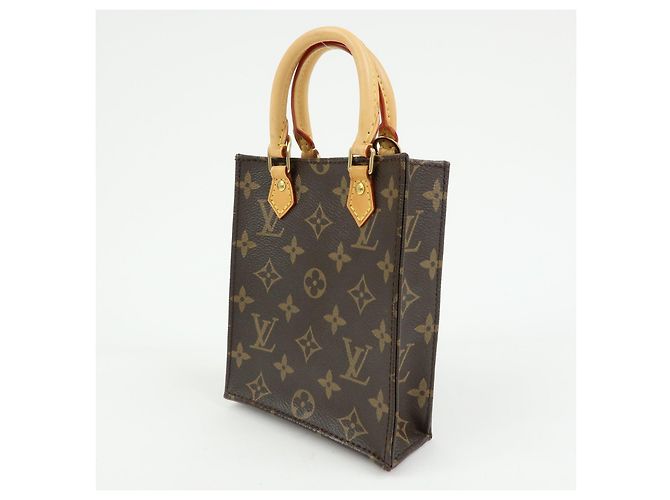 Louis Vuitton Monogram Petit Sac Plat Borsa a Tracolla 2Way Marrone M69442 - vista 3