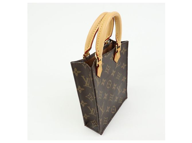 Louis Vuitton Monogram Petit Sac Plat Borsa a Tracolla 2Way Marrone M69442 - vista 4
