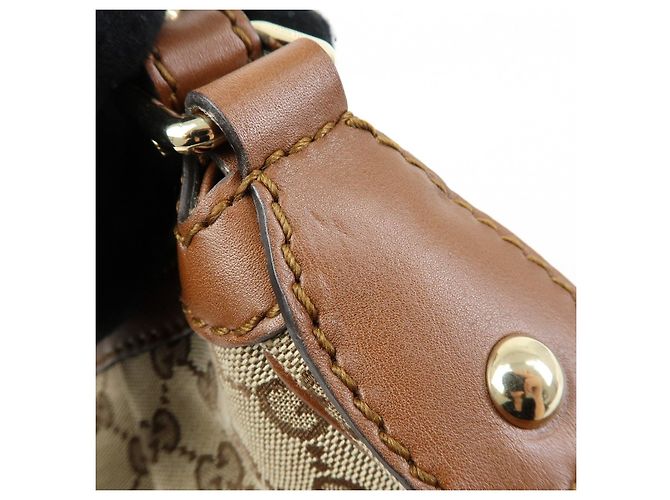 Borsa a spalla GUCCI Sukey Interlocking G GG Canvas Leather Beige 232955 - vista 11